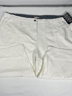 Woman Within White Capri Cropped Cargo Pants Plus Size 28W NWT